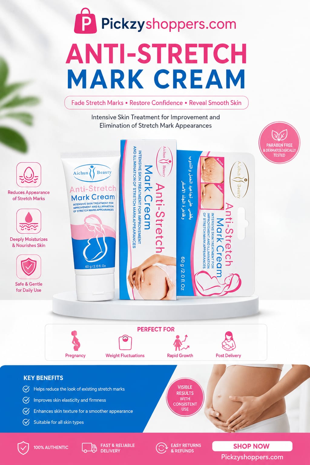 Anti-Stretch Mark Cream for Pregnancy & Body Skin Repair