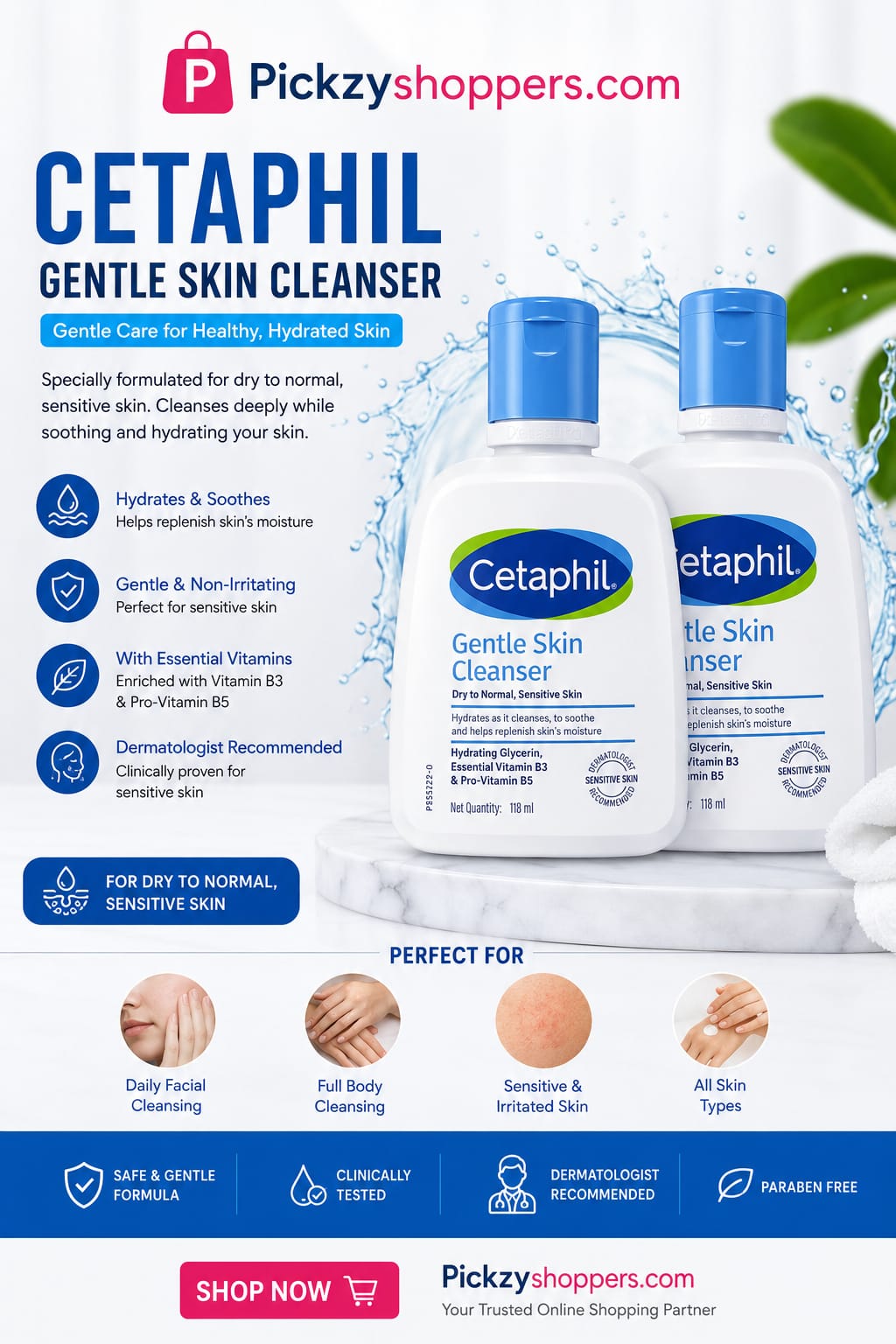 Cetaphil Gentle Skin Cleanser for Dry to Normal Sensitive Skin