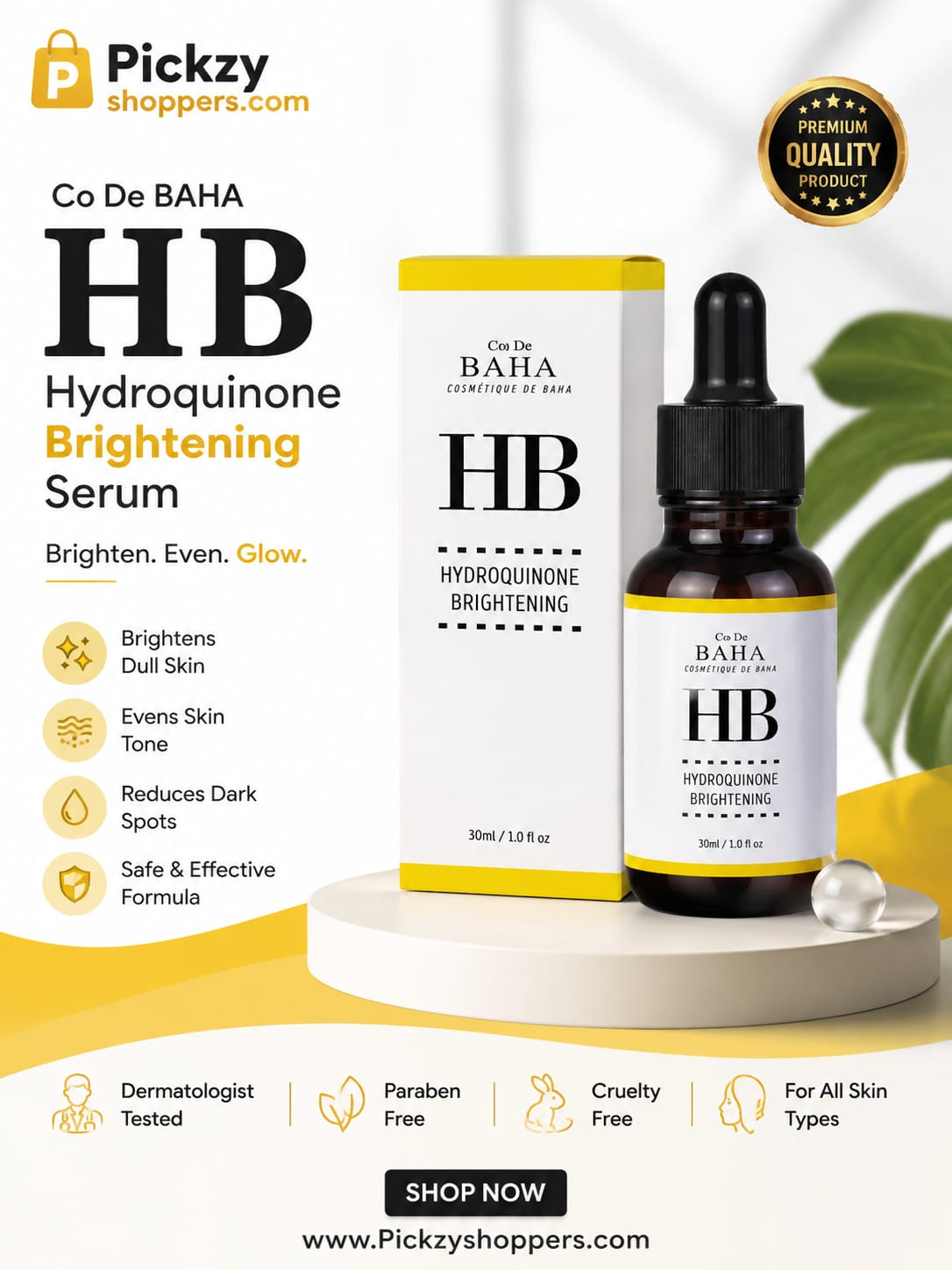 Co De BAHA HB Hydroquinone Brightening Serum for Dark Spots & Hyperpigmentation